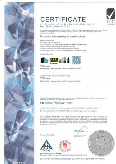 EN 1090-1 EN certificate